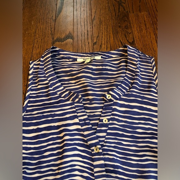 Daniel Rainn Women’s S Blue/White Zebra Striped Sleeveless Front Tie V-Neck Top - Picture 5 of 11